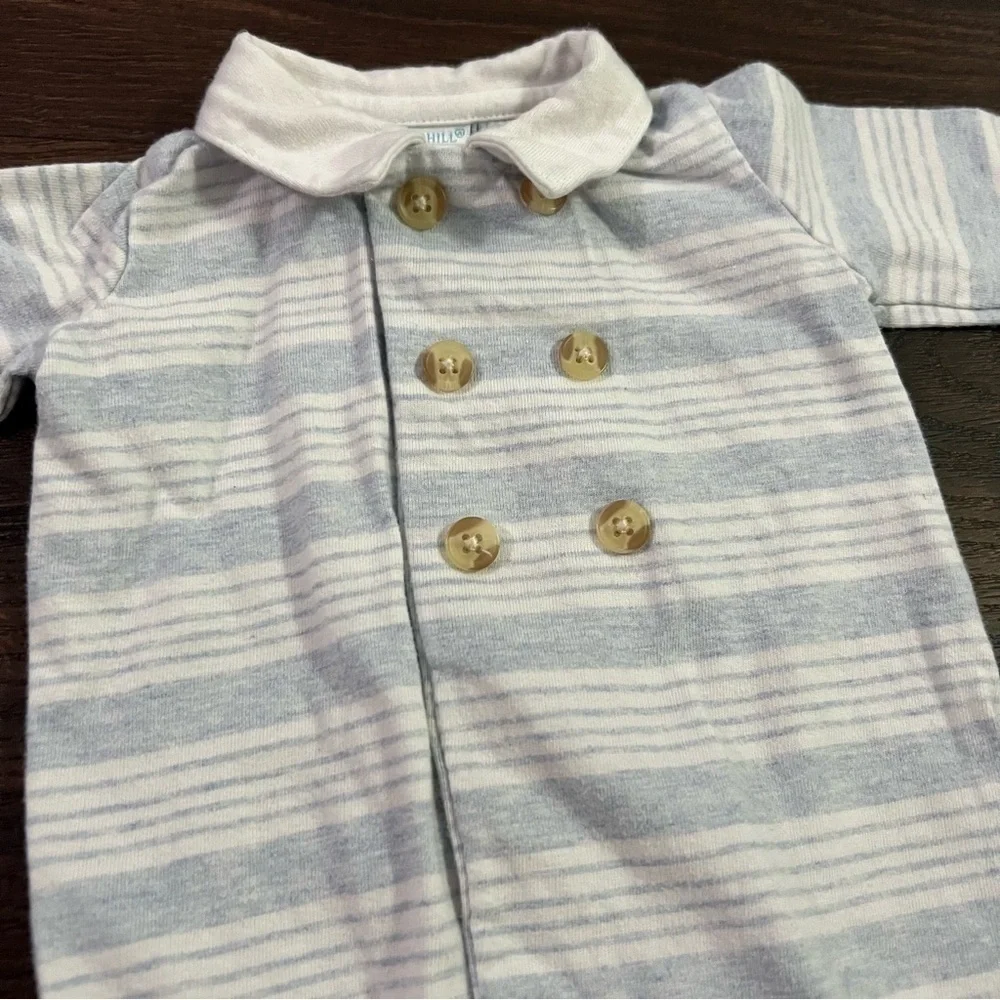 Edgehill Collection Blue and White Striped Footie Newborn